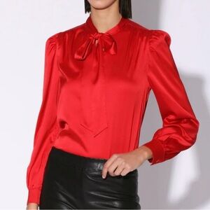 Walter Baker Duchess Bow Crimson Satin Blouse